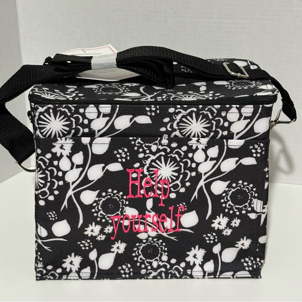 NWT Thirty-One Out N' About Thermal - Black Floral Brushstrokes "Help Yourself"